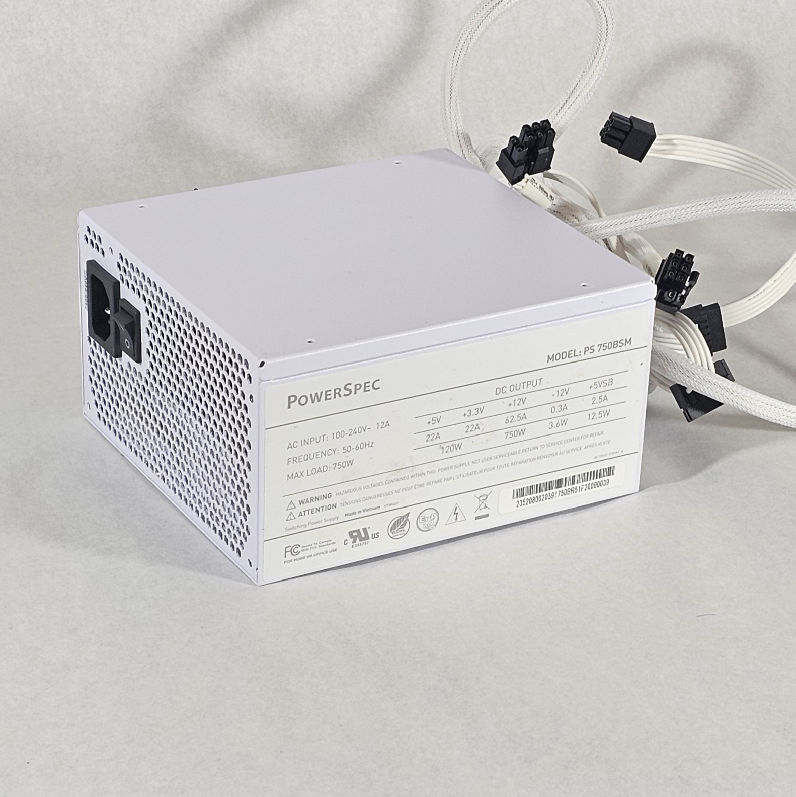 750 Watt PSU White PowerSpec PS 750BSM Power Supply