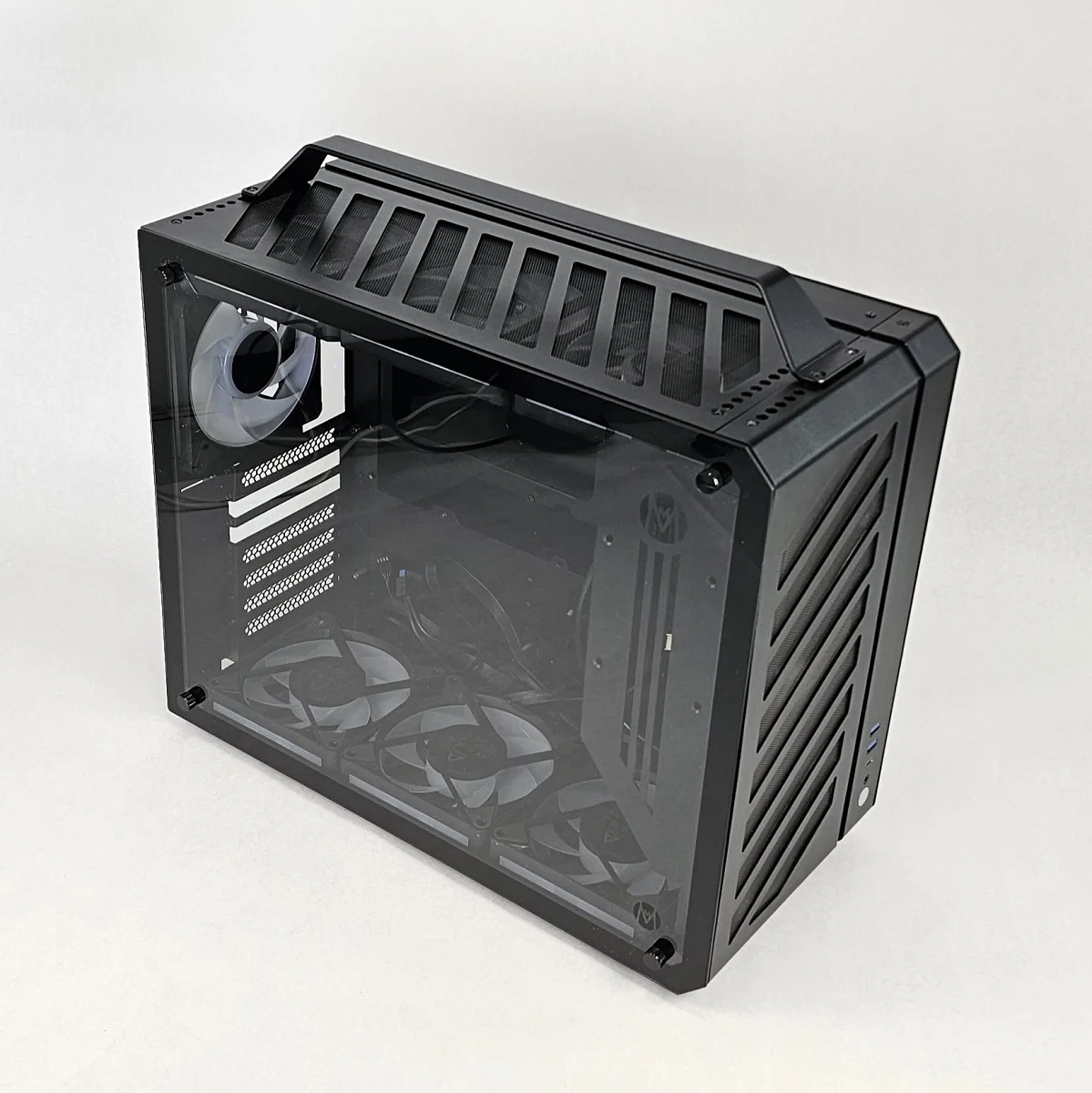 Black PC Case with Tempered Glass w/ 5 Fans