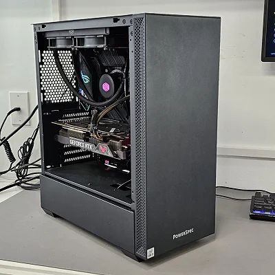 Black PowerSpec PC Case with Tempered Glass w/ 2 Fans - photo 9