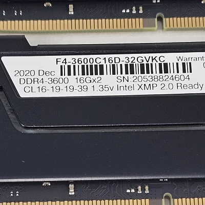 32GB DDR4 (2x16GB) CL16 3600MT/s G.Skill Ripjaws V - photo 3
