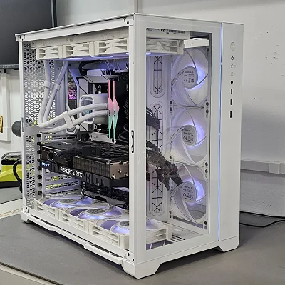 White PC Case with Tempered Glass w/ 6 Fans - photo 9