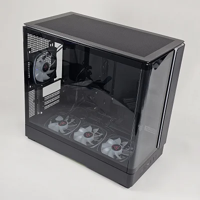 Black Skytech Gaming PC Case with Tempered Glass w/ 4 Fans - photo 1