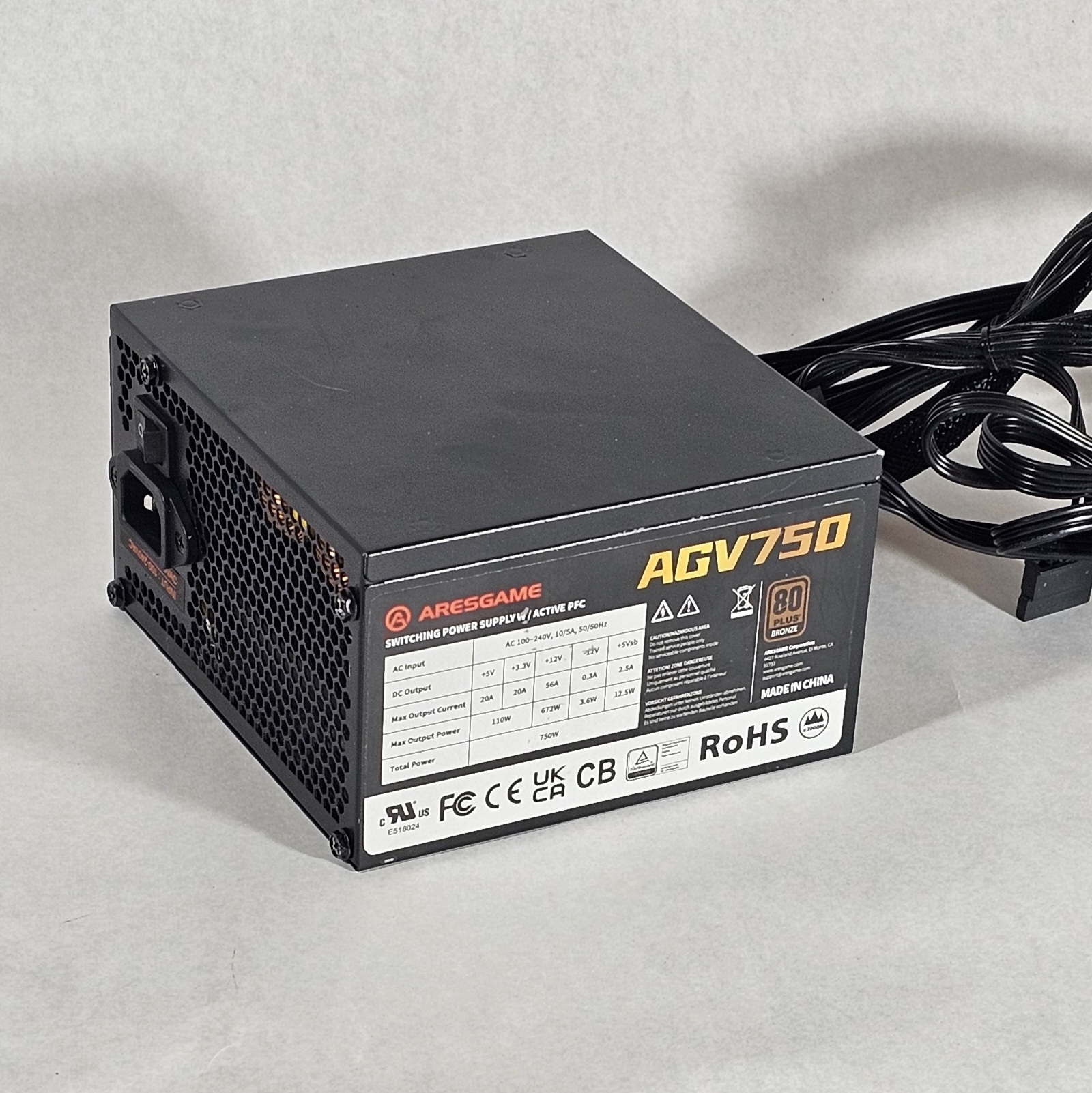 750 Watt PSU Aresgame AGV750 Power Supply