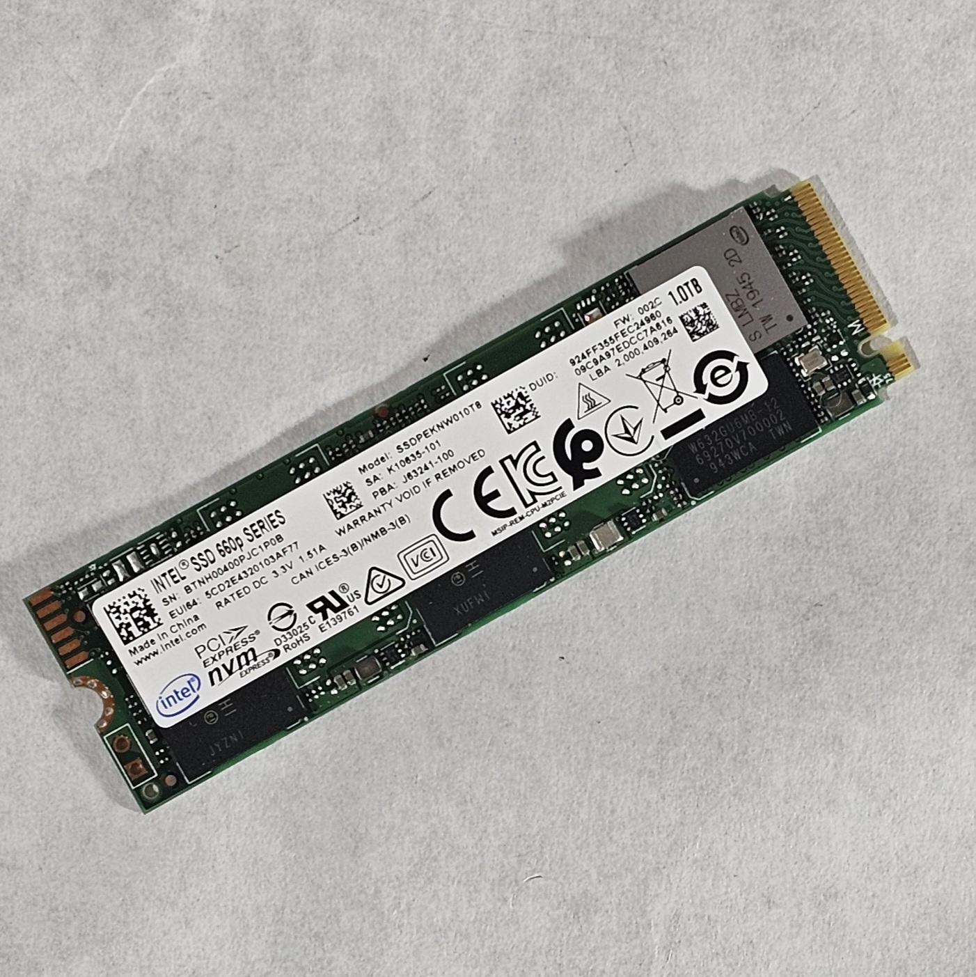 1TB NVMe M.2 SSD Intel 660P Series - Fully Tested