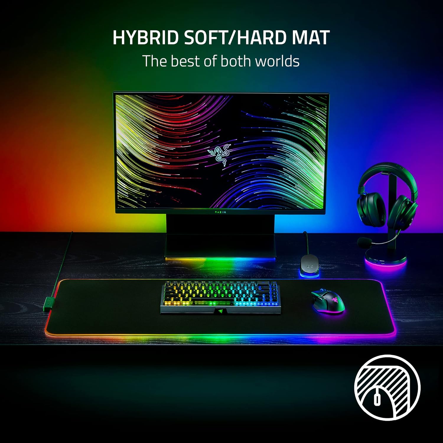 RAZER Gaming RGB Gaming Keyboard & Mouse Mat XXLarge 16"x37"