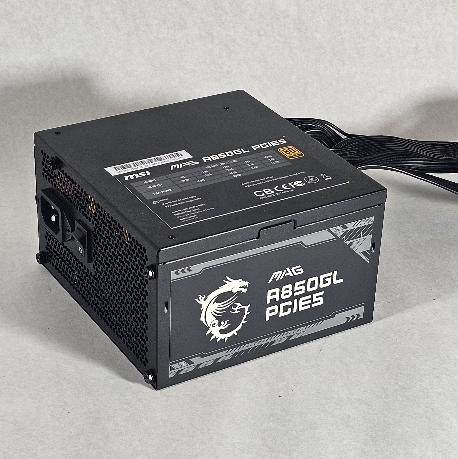 850 Watt PSU 80+ Gold MSI MAG A850GL PCIE5 Power Supply