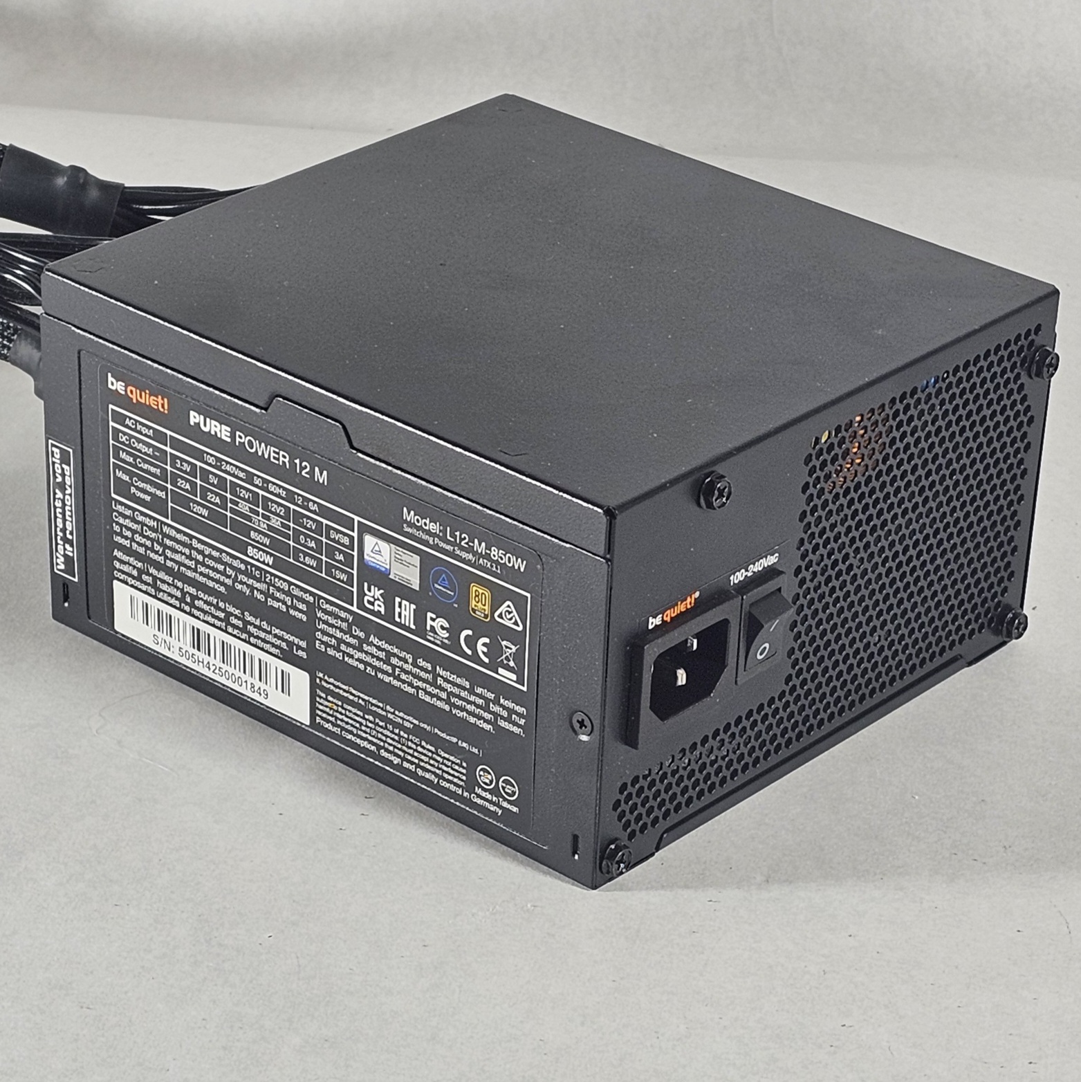 850 Watt PSU be quiet! Pure Power 12 M Power Supply