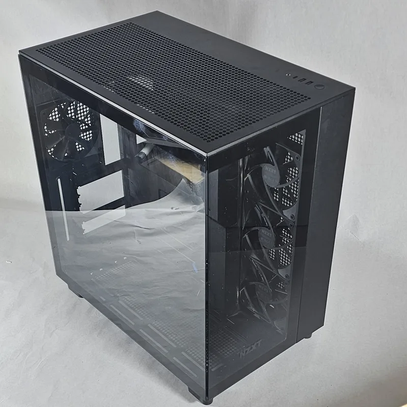 Black NZXT PC Case with Tempered Glass w/ 4 Fans