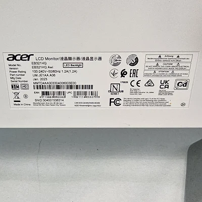 60Hz 4ms Acer EB321HQ Awi 32" Monitor - photo 9