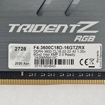 16GB DDR4 (2x8GB) CL18 3600MT/s G.Skill Trident Z RGB - photo 4