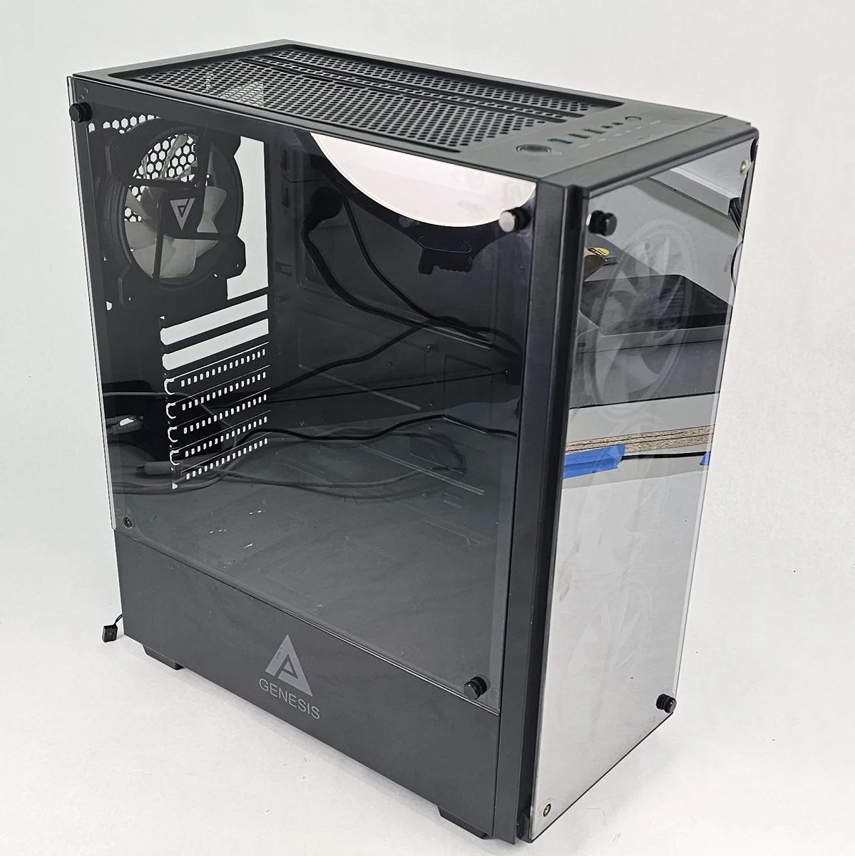Black Genesis PC Case with Tempered Glass w/ 4 Fans