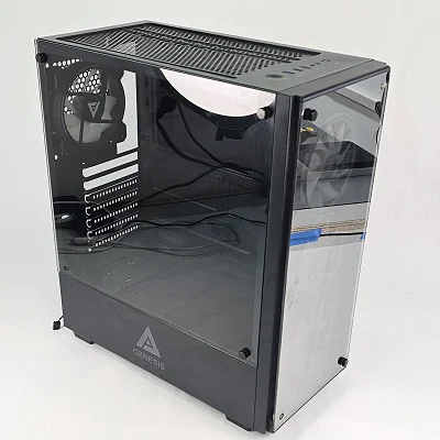 Black Genesis PC Case with Tempered Glass w/ 4 Fans - photo 1