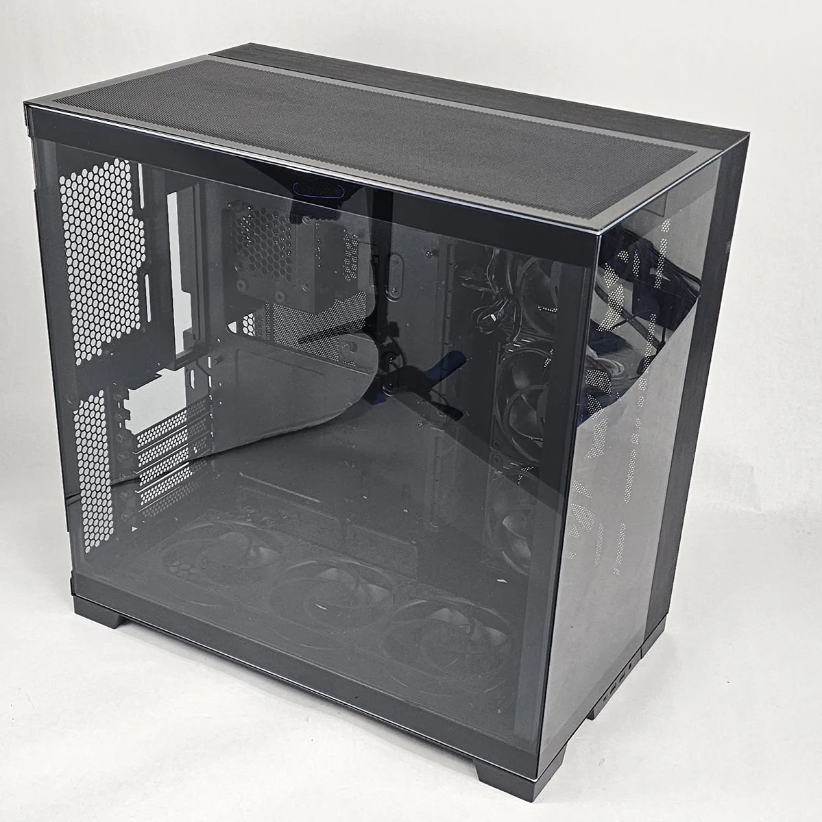 Black PC Case with Tempered Glass w/ 6 Fans