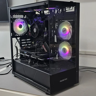Black MUSETEX PC Case with Tempered Glass w/ 3 Fans - photo 9