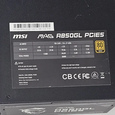 850 Watt PSU MSI MAG A850GL PCIE5 Power Supply - photo 2
