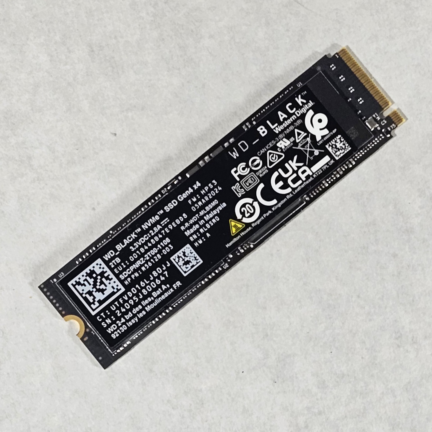 2TB NVMe M.2 Gen4 SSD WD Black Western Digital