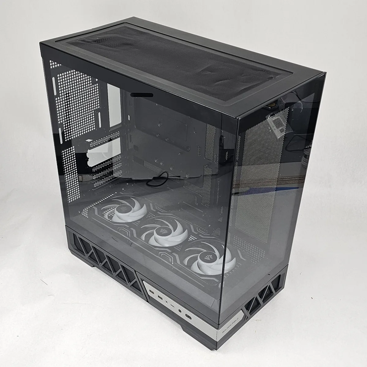 Black GOLDEN FIELD PC Case with Tempered Glass w/ 4 RGB Fans