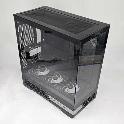 Black GOLDEN FIELD PC Case with Tempered Glass w/ 4 RGB Fans - photo 1