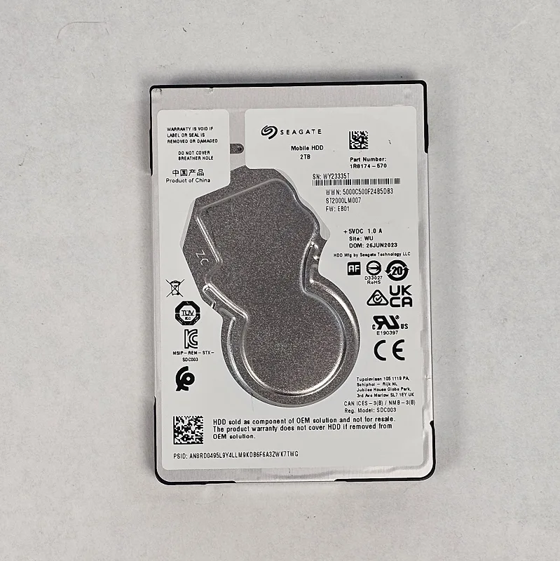2TB 2.5" Hard Drive Seagate Mobile HDD ST2000LM007