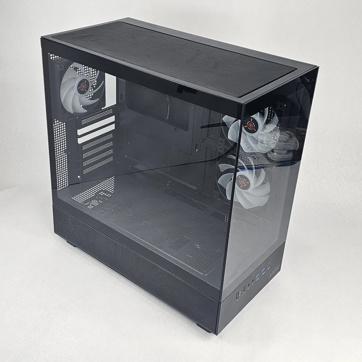 Black PC Case with Tempered Glass w/ 3 RGB Fans