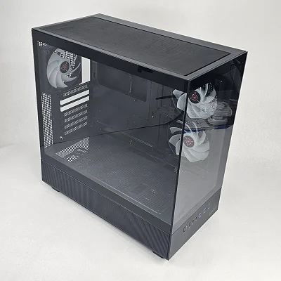 Black PC Case with Tempered Glass w/ 3 RGB Fans - photo 1