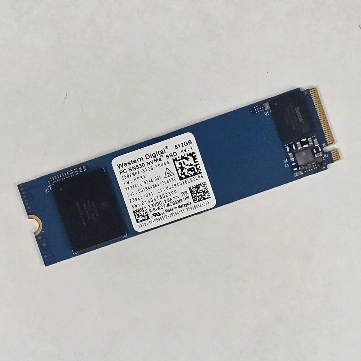 512GB NVMe M.2 SSD WD PC SN530 Gen3